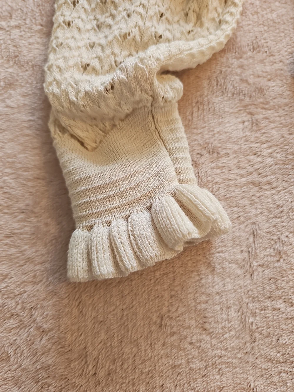 Zara Cream Knit Ruffle Sweater with Black Bow